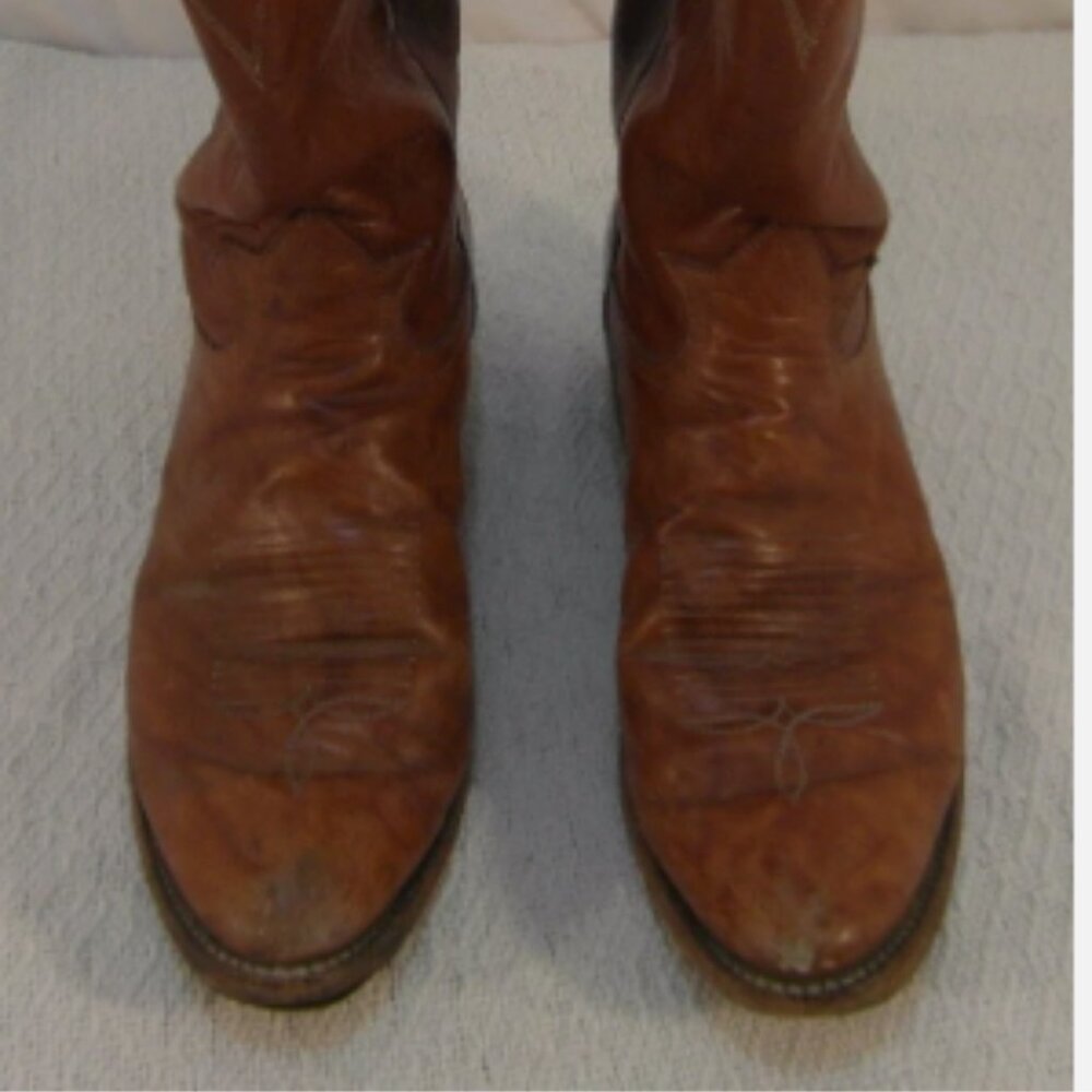 MENS TONY LAMA EL PASO AUTHENTIC LIGHT BROWN LEATHER sz10D COWBOY BOOTS NM 33024 - Picture 1 of 12